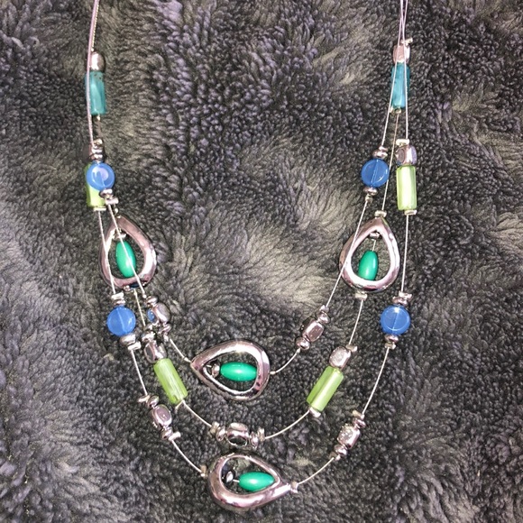 Beaded Necklace & Bracelet w/ Silver Hardware - Picture 2 of 5